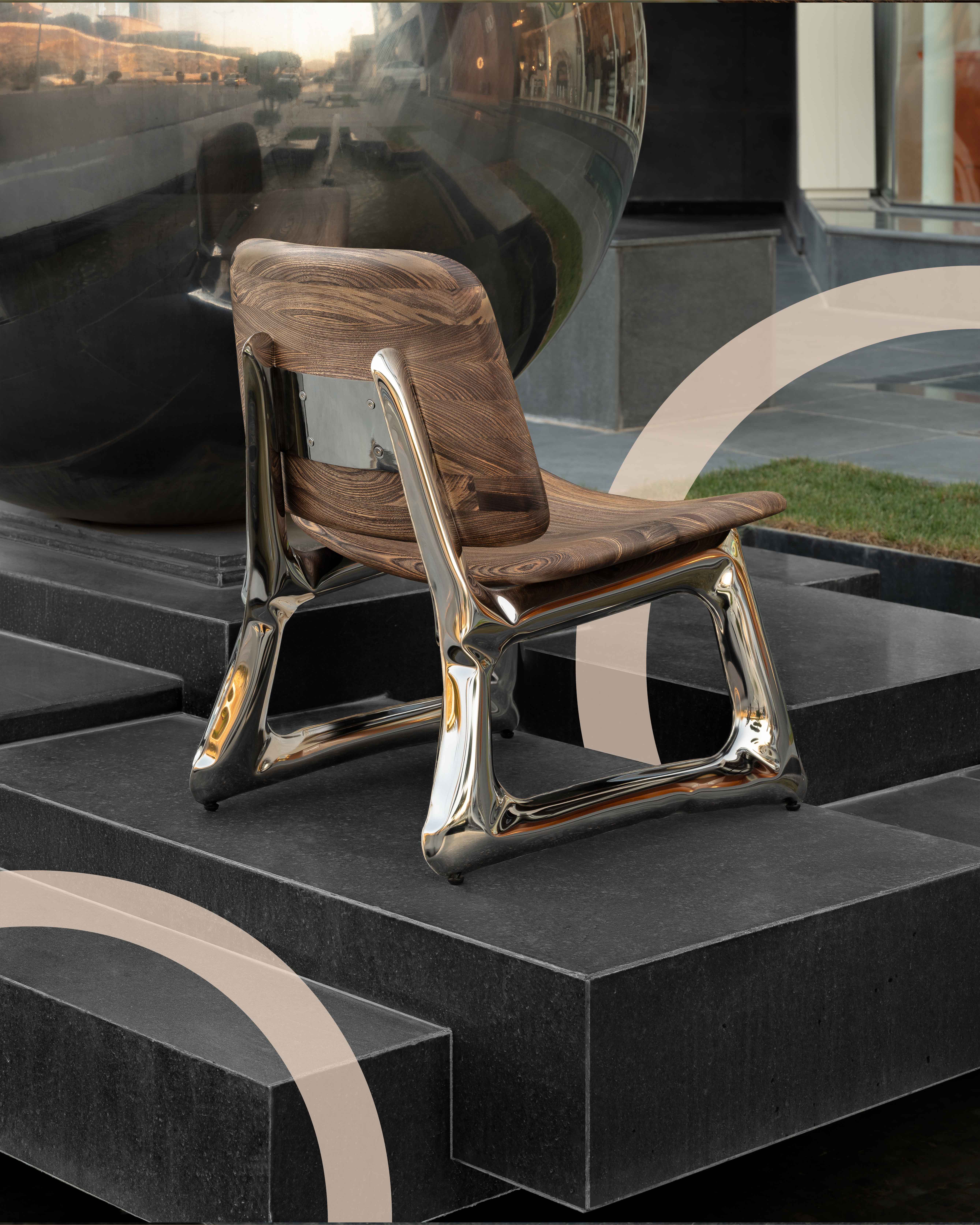 metallic and wooden armchair 6