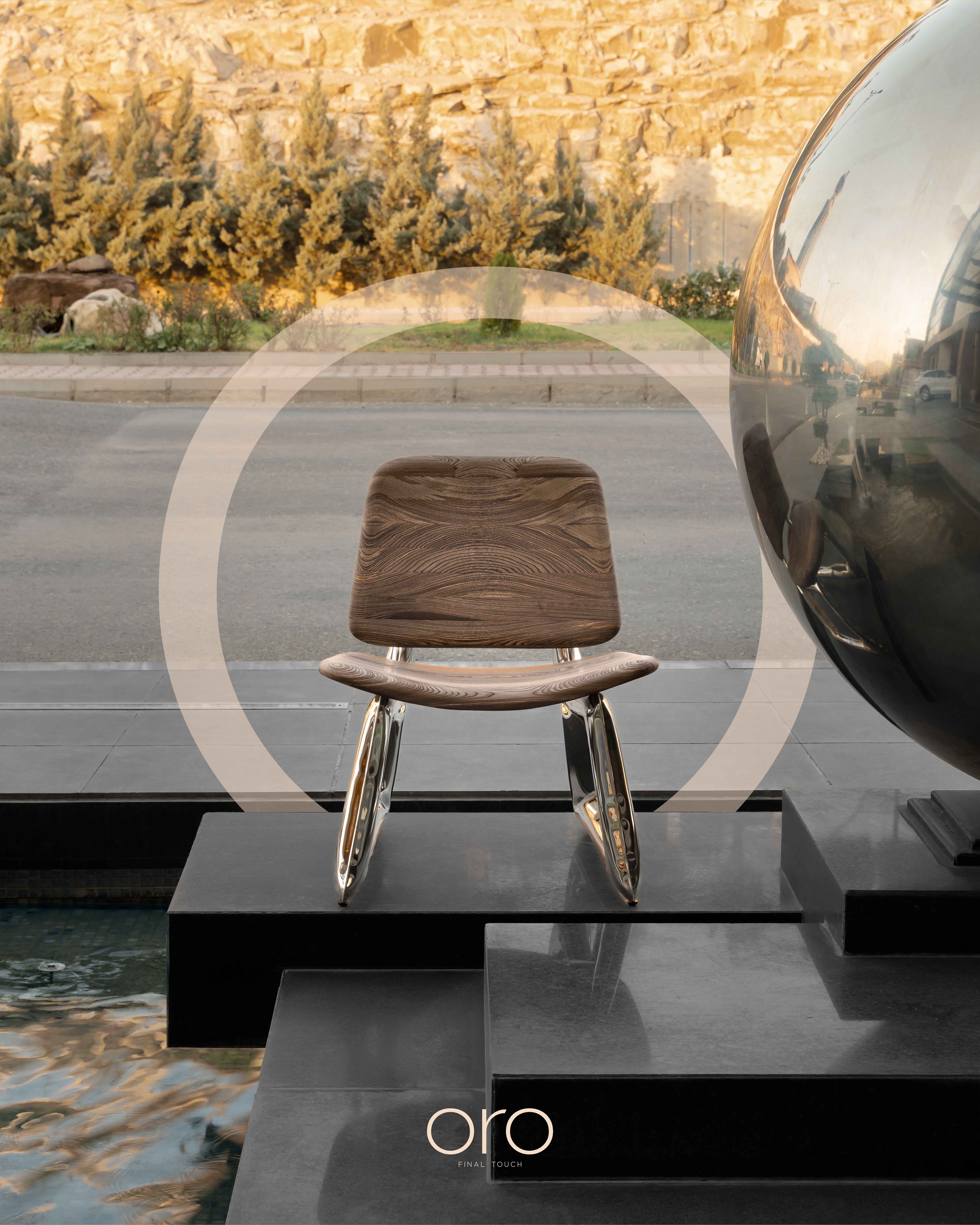 metallic and wooden armchair 7