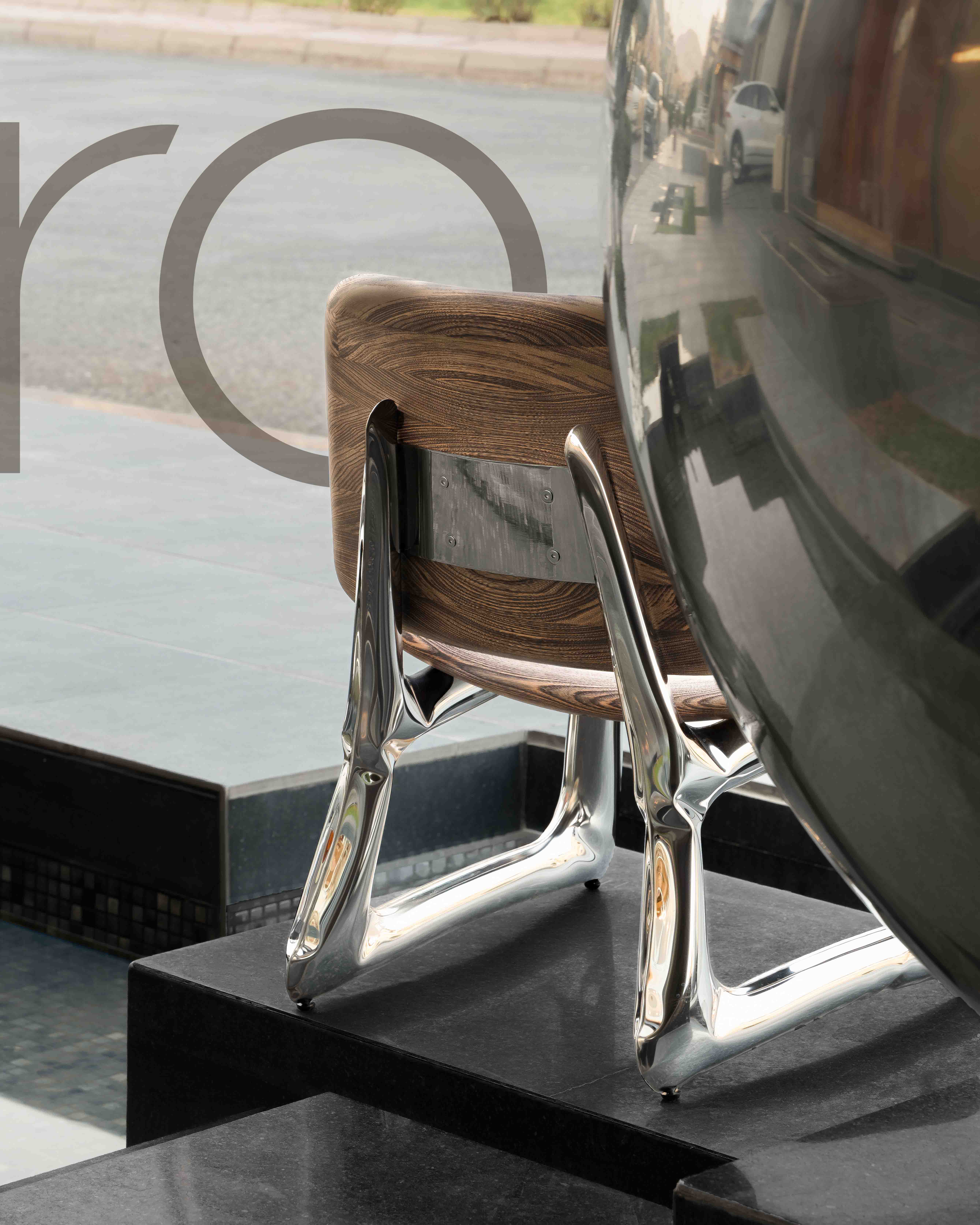 metallic and wooden armchair 2