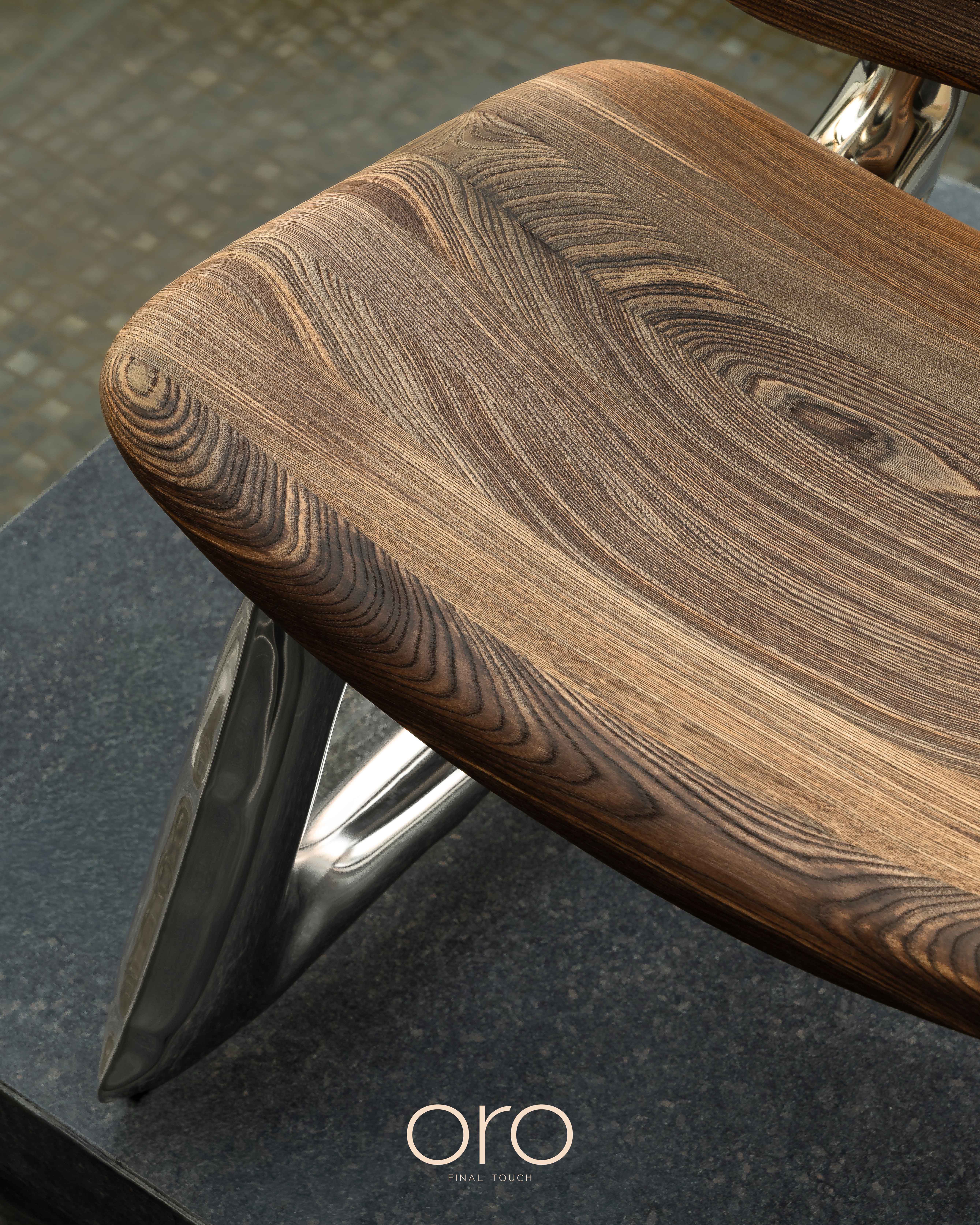 metallic and wooden armchair 5