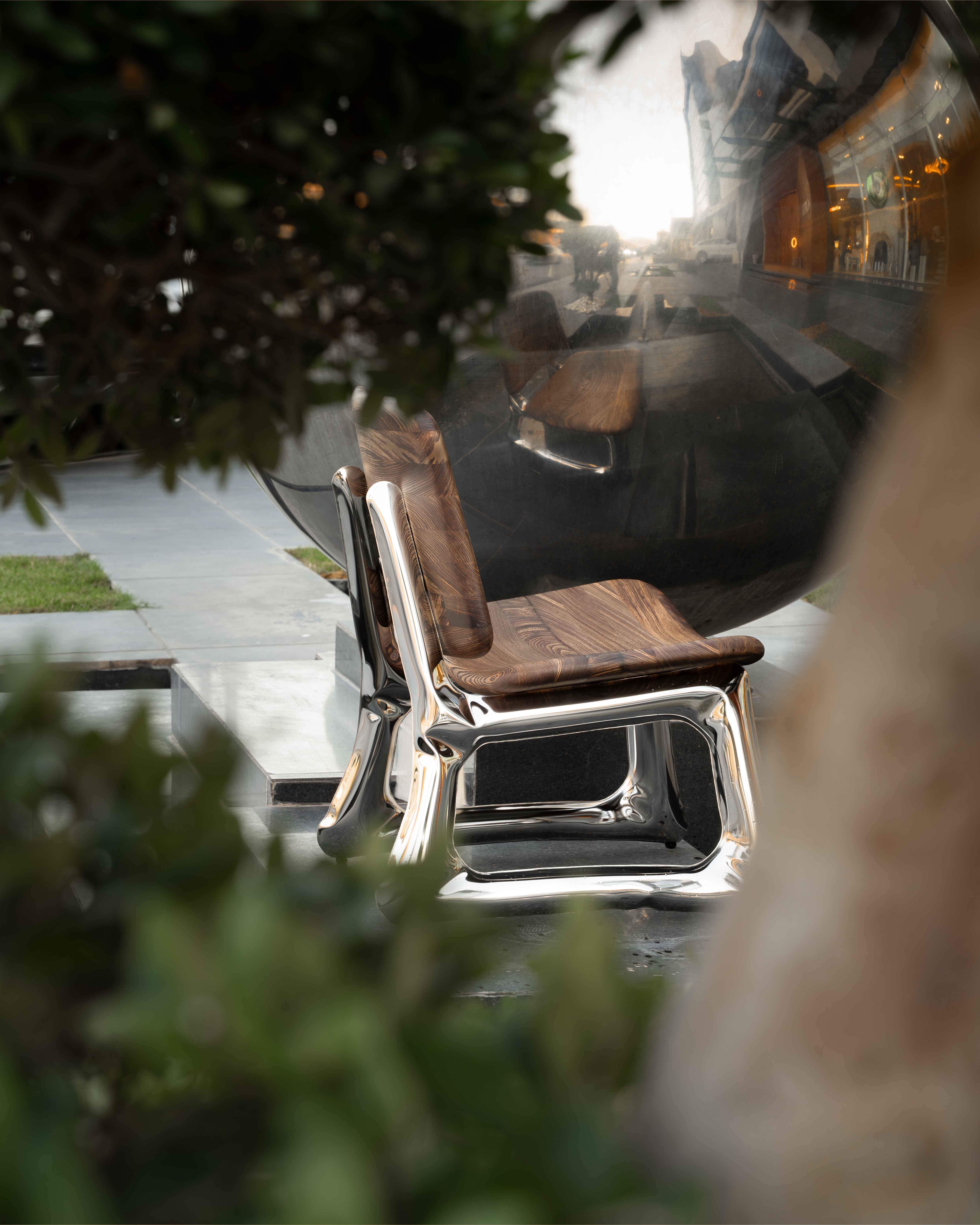 metallic and wooden armchair 4